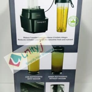 Unityj Uk Kitchen Appliances Beper BP.620 Vacuum Blender, Stainless Steel,Black, 1 Litre 1 534