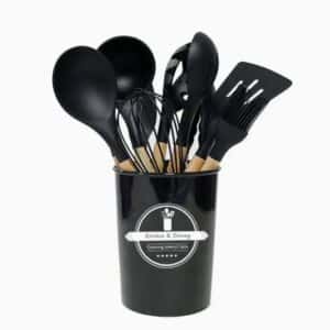 Unityj Uk Kitchen Appliances MEQATS 12 Piece Kitchen Utensil Set Black 856