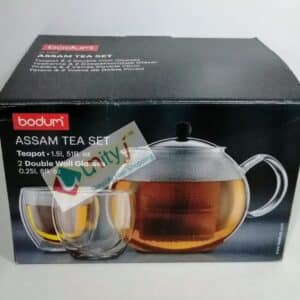 Unityj Uk Kitchen Appliances Bodum ASSAM SET Tea Press (1.5 L51 Oz) And Glases (Double Walled, 0.25 L8 Oz) Shiny 1253