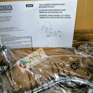 Unityj Uk Household Delta 21996LF Windemere 2 Handle Kitchen Faucet With Matching Side Sprayer, Chrome 1 365