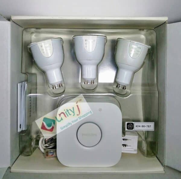 Unityj Uk Lighting Philips 3 Light Smart Bulb Starter Kit + Communication Bridge, White And Colour 144