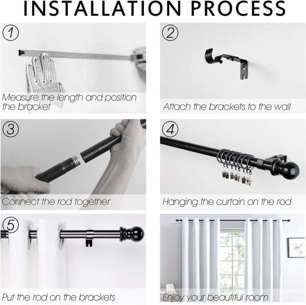 Unityj Uk Household MEQATS Silver Curtain Pole With Finials 5 731