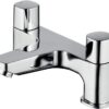 Ideal Standard Dual Bath Mixer Taps – Tempo B0730AA Chrome, Water Efficient 5L/min Eco Flow Regulator, Sleek Design, Ideal for Family Bathrooms, Ensuite Renovations, Modern Homes