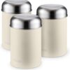Tower Storage Canisters Tea Coffee Sugar – Set of 3, Stainless Steel, Airtight Lids, Durable & Easy Clean, Infinity Stone Pebble Finish, Ideal for Kitchen Storage, Home Organisation, Modern Kitchens – T826101PEB