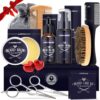 MEQATS Beard Grooming Kit for Men – Includes Beard Balm, Wash & Oil, Comb, Brush, Scissors, Hair Thinning Comb – Ideal Gift Set for Men’s Beard Care & Styling at Home or Travel