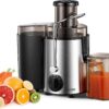 MEQATS Juicer Machine 400W Centrifugal for Vegetables & Fruits – 3-Speed Control, Easy to Clean, Stainless Steel, 65MM Wide Chute, Pulp Collector, High Juice Yield, Safety Lock, Home & Kitchen, Health-Conscious Users, Silver