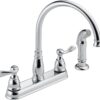 Delta Dual Lever Chrome Kitchen Sink Mixer Tap – Windemere 2-Handle Traditional Faucet with Matching Side Sprayer, High-Arc 360° Swivel Spout, 4-Hole 8″ Deck Mount, 1.8 GPM, Ideal for Family Homes, Classic Kitchens, Renovations – 21996LF