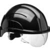 Centurion Safety Helmet with Clear Visor, Hard Hat Safety Helmet with Clear Visor for Construction & Industrial Use – Vision Plus S10PLUS, Black, Anti-Scratch, Anti-Mist, EN 166 Certified, Prescription Eyewear Compatible