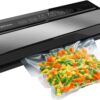 GERYON Electric Food Vacuum Sealer Machine – Automatic Food Preservation System for Wet & Dry Foods, Multi Sealing Modes for Home Kitchens & Meal Prep, Compact Design, Includes Starter Kit with Bags & Roll (Silver)