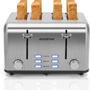 Unityj Uk Kitchen Appliances Aigostar Toaster 4 Slice Stainless Steel Toaster 1573