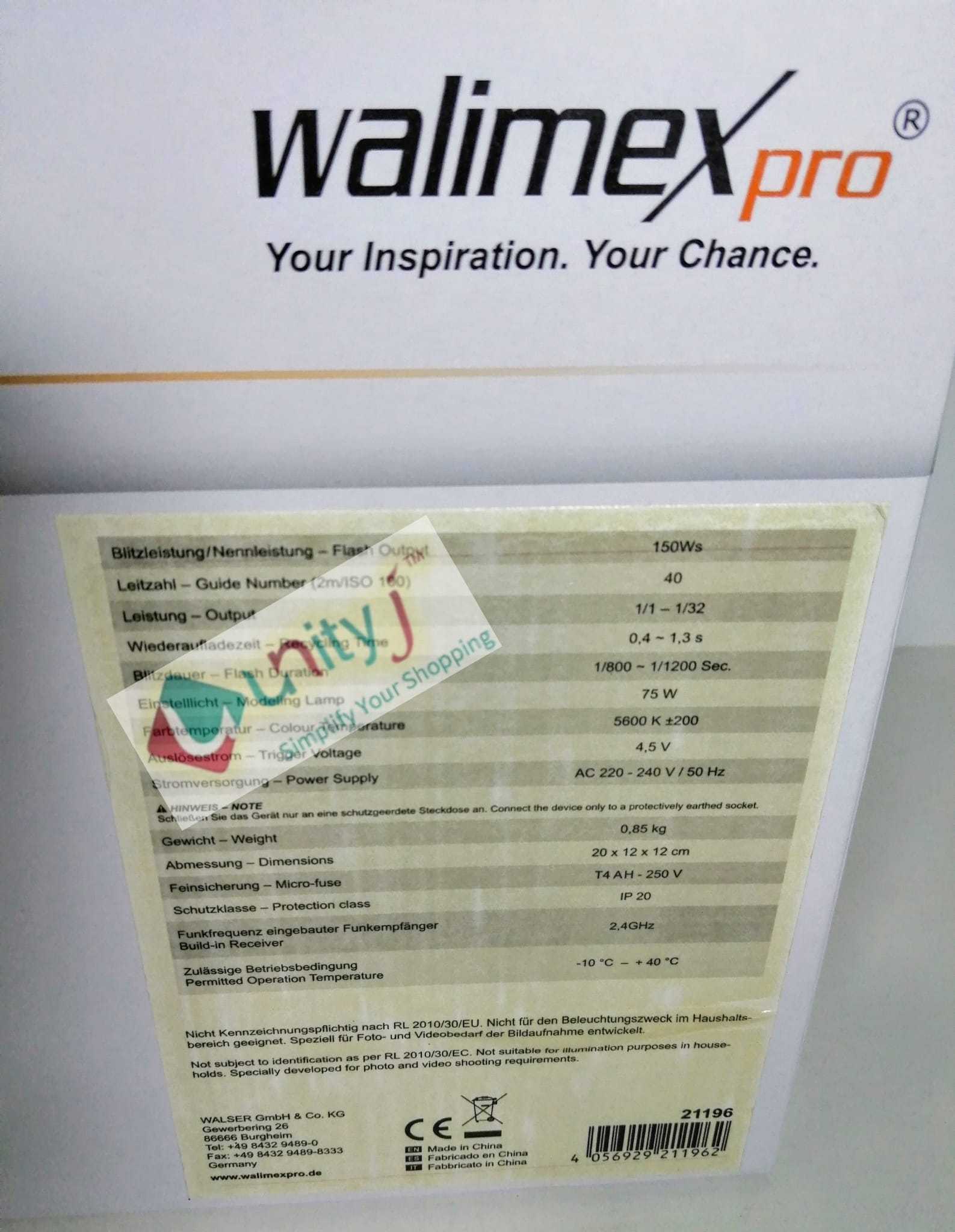 Unityj Uk Audio Video Walimex Pro Newcomer 150 Studio Flash 2 308 Unityj Uk Audio Video Walimex Pro Newcomer 150 Studio Flash 2 308