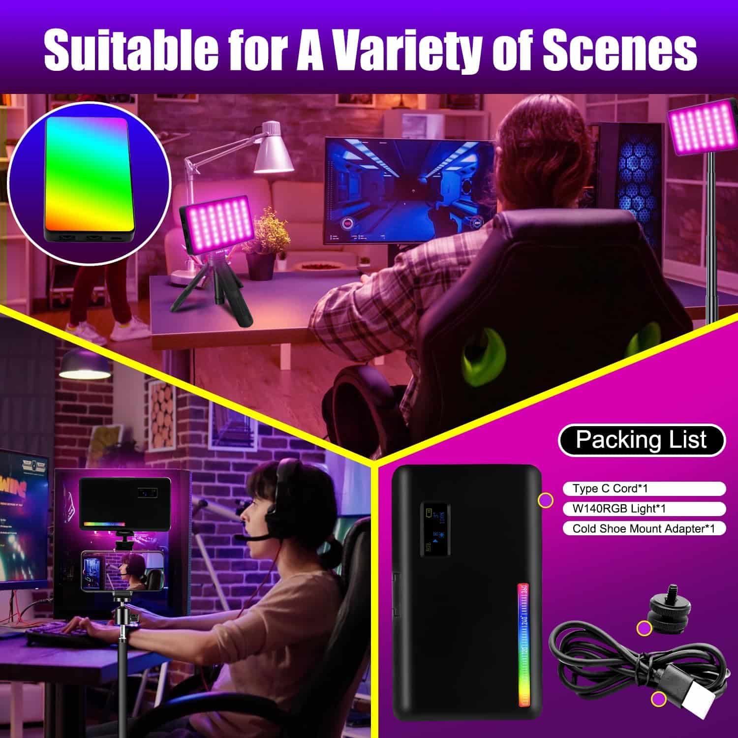 Unityj Uk Audio Video MEQATS W140 RGB LED Video Light 6 351 Unityj Uk Audio Video MEQATS W140 RGB LED Video Light 6 351