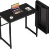 GreenForest Folding Desk 80 CM – No Assembly, Space-Saving Computer Desk for Small Spaces, Portable Foldable Study Writing Table for Home Office, Bedroom, Living Room, Balcony, or RV, Black