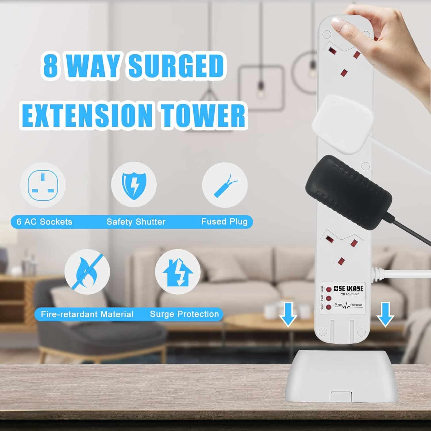 Unityj Uk Household Tower Extension Lead Surge Protected 1 513 Unityj Uk Household Tower Extension Lead Surge Protected 1 513
