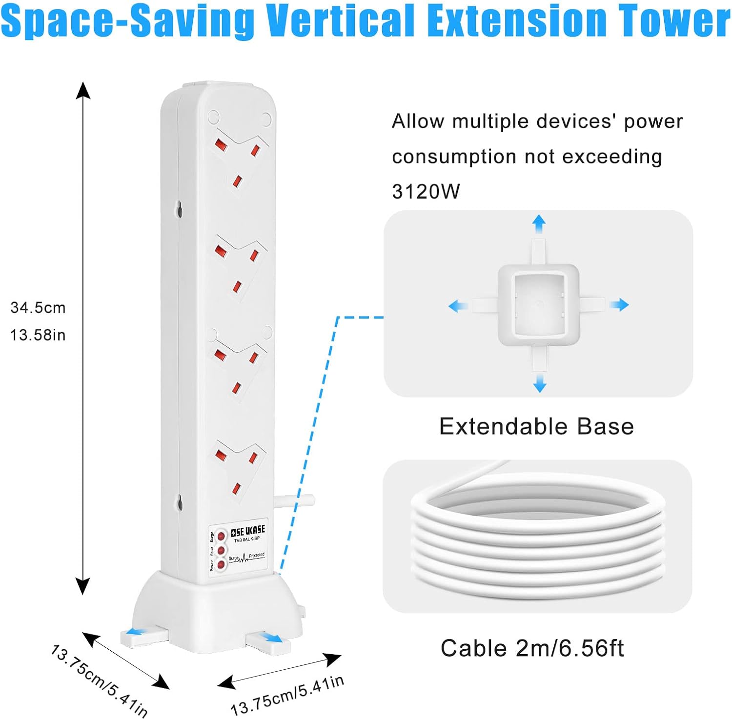 Unityj Uk Household Tower Extension Lead Surge Protected 4 510 Unityj Uk Household Tower Extension Lead Surge Protected 4 510
