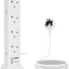 Tower Extension Lead Surge Protected, 8-Way Vertical Socket, 2M Power Strip 3120W for Home Office TV PC, Safety Shutter, Wall Mountable, White BY SE UKASE