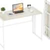 Ulifance Folding Computer Desk – No-Assembly Home Office Desk, Compact Writing Table for Students & Small Spaces, Portable Study Desk with Metal Frame, Space-Saving Design for Apartments, Beige