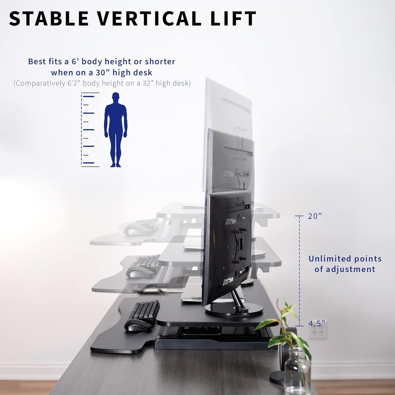 Unityj Uk Computers VIVO Height Adjustable Standing Desk 3 1821 Unityj Uk Computers VIVO Height Adjustable Standing Desk 3 1821