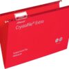 Rexel Crystalfile Extra Foolscap Suspension Files – Heavy Duty Polypropylene, 15mm Base, Red, Pack of 25, Tabs & Printable Inserts, Filing Cabinet, Desk Drawer & Office Use, Durable & Wipe Clean, Holds 150 A4 Sheets, 70629