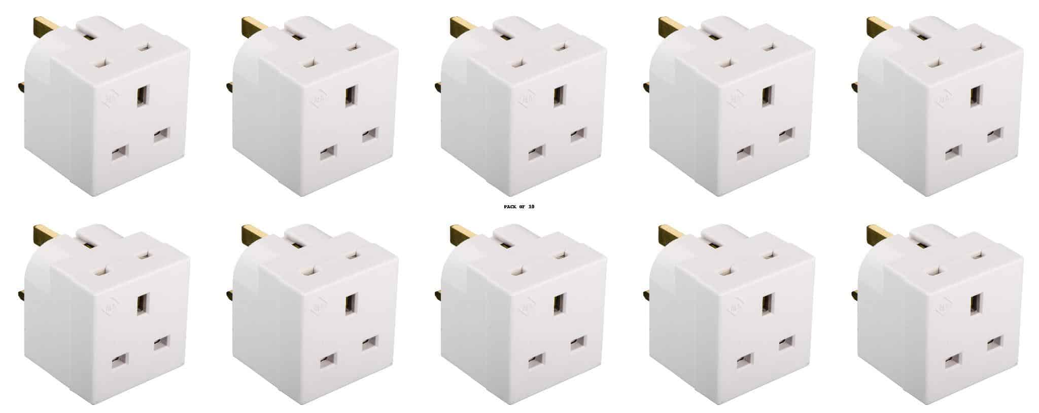 Unityj Uk Electronics Schneider Electric 2 Way Double Plug Adaptor 3 Pin Unfused – 13A Surge Protected, White, Pack Of 10 142 Unityj Uk Electronics Schneider Electric 2 Way Double Plug Adaptor 3 Pin Unfused – 13A Surge Protected, White, Pack Of 10 142