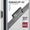 DURACLIP Clip File Folder 60 A4, Pack of 25 Grey Folders, Holds Up to 60 Sheets, Strong Metal Sprung Clip, Transparent Front Cover, Durable PVC, Ideal for Office Organisation, Schoolwork, University Projects, and Professional Presentations