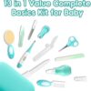 WXA Baby Healthcare and Grooming Kit – 13-in-1 Infant Grooming Set with Nail Clippers, Scissors, Hair Brush, Safe Care Essentials for Newborns, Toddlers, Home, Nursery, Travel, Baby Shower Gift (Green)