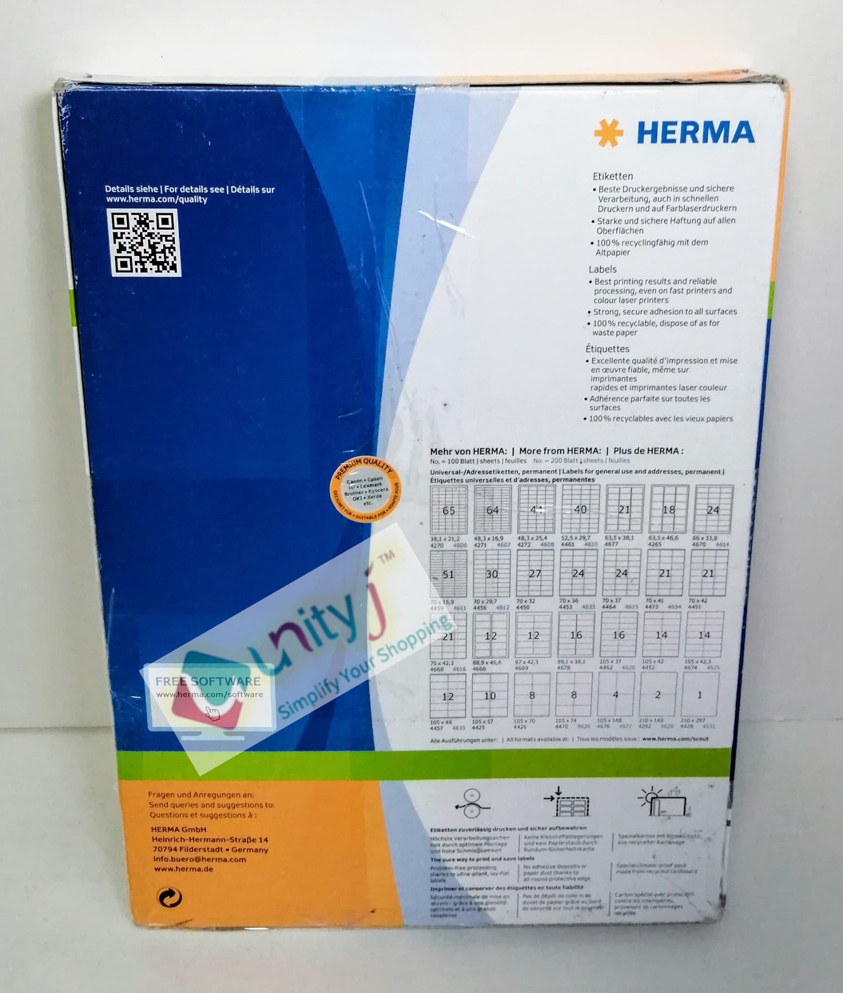 Unityj Uk Office HERMA Self Adhesive Multipurpose Labels, 65 Labels Per A4 Sheet, 200 Sheets, 38.1 X 21.2 Mm, 13000 Labels 1 619 Unityj Uk Office HERMA Self Adhesive Multipurpose Labels, 65 Labels Per A4 Sheet, 200 Sheets, 38.1 X 21.2 Mm, 13000 Labels 1 619