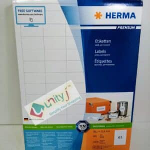 Unityj Uk Office HERMA Self Adhesive Multipurpose Labels, 65 Labels Per A4 Sheet, 200 Sheets, 38.1 X 21.2 Mm, 13000 Labels 618 Unityj Uk Office HERMA Self Adhesive Multipurpose Labels, 65 Labels Per A4 Sheet, 200 Sheets, 38.1 X 21.2 Mm, 13000 Labels 618