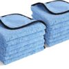 Bust-HOP Microfiber Car Drying Towel Pack of 12 – 40x40cm Dual-Sided Edgeless Cloths for Detailing, Buffing, Polishing, Car Wash, Home Kitchen Garage Cleaning, Ultra Absorbent Scratch-Free Reusable