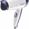 Philips Compact Hair Dryer HP8103 1400W – Lightweight Travel Blow Dryer with EHD+ Gentle Heat, for Daily Hair Styling at Home, Dorms, Students, Women – 2 Speed & Heat Settings, White, 1.8m Cord, Quick Dry