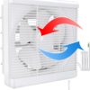HUGOOME Exhaust Shutter Fan Reversible 7.9″ 300 m³/h – Wall-Mounted Ventilation Blower for Bathroom, Kitchen, Attic, Basement & Greenhouse – Quiet Strong Airflow with Pull-Switch