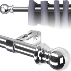 Unityj Uk Household MEQATS Silver Curtain Pole With Finials 736