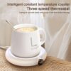 MEQATS USB Coffee Mug Warmer with 3 Temperature Settings LED Display Auto Shut Off Compact Electric Heating Coaster for Hot Tea Milk Water Ideal for Home Office Desk Use – White