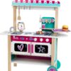 Theo Klein 7324 Barbie Restaurant Bistro MDF Wooden Playset – 106 cm Multicolour BBQ Kitchen with Oven, Grill, Fridge & Accessories – Pretend Role Play Toy for Kids Age 3+ at Home, Birthday Gift Idea