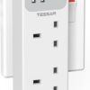 TESSAN Double Plug Adaptor with 4 USB (2 USB-C) – 6-in-1 UK Multi Plug Socket Adapter with 13A Fuse, Compact Wall Charger Extender for Home, Office, Kitchen, School & Travel Use